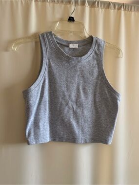 Women Light Gray Ribbed Cropped Tank size X-Large
